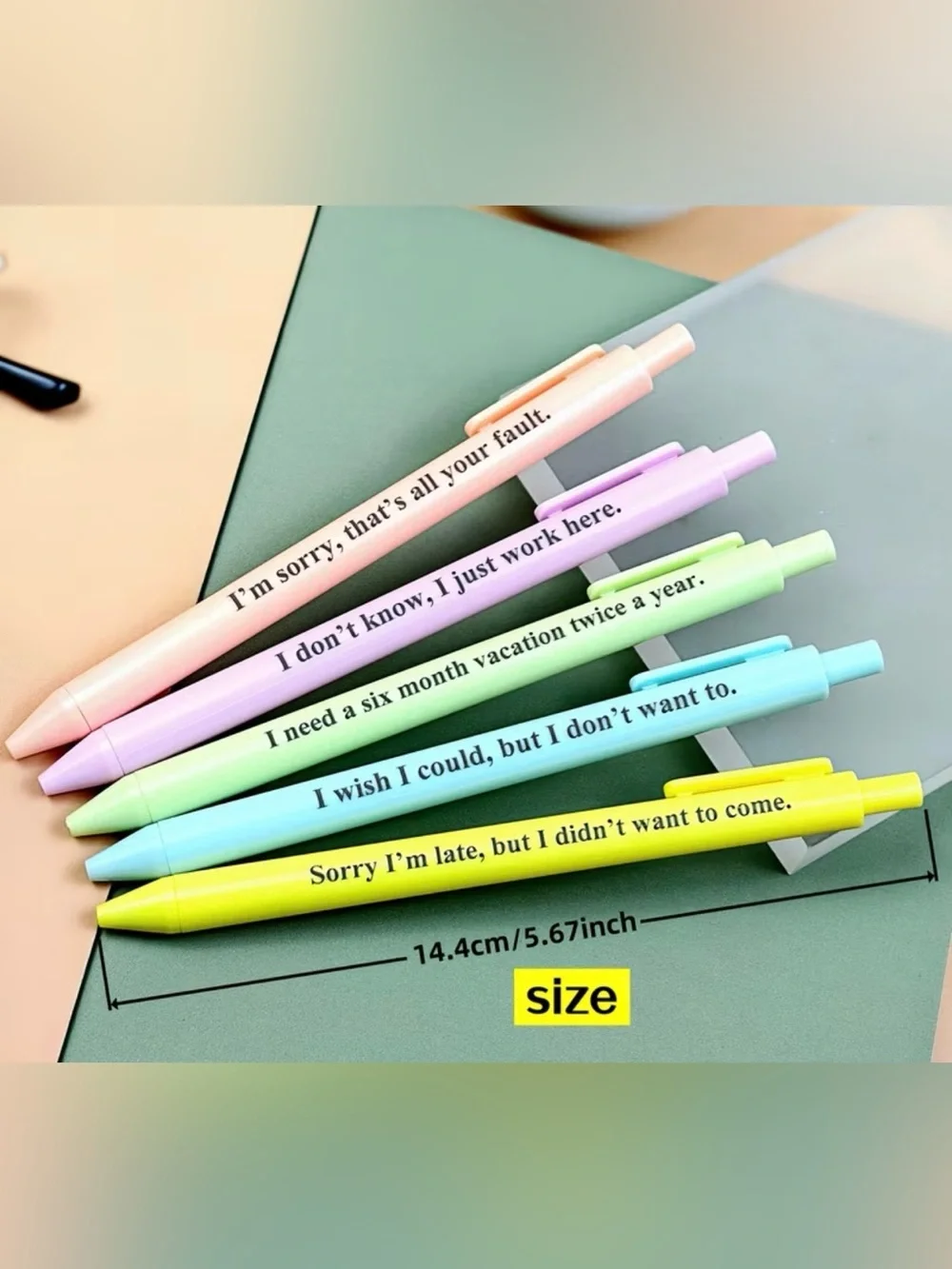 Pastel Humor Pen Set - Ballpoint Pens (5-Pack)